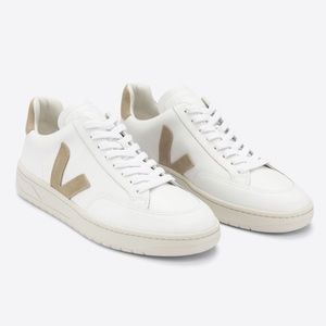 Veja V-12 Leather White Dune Sneakers